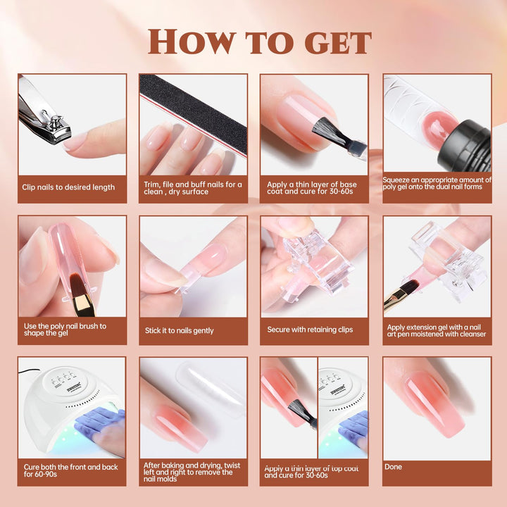 Jewhiteny Kit de extensión de uñas de polygel de 14 piezas con máqu...