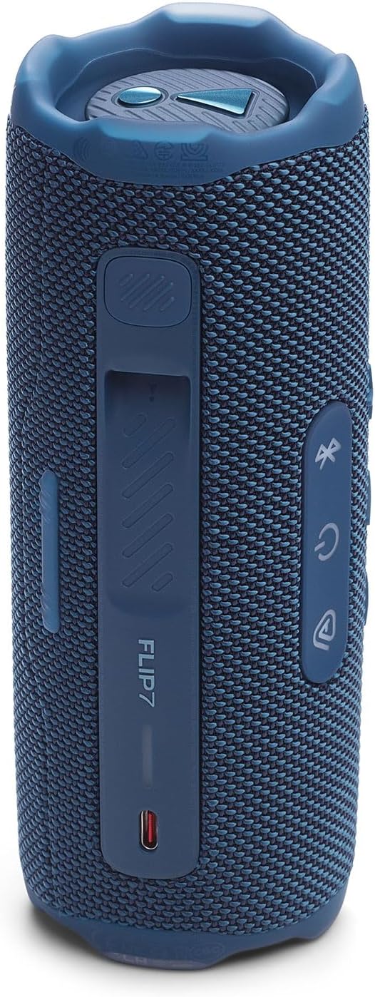 JBL Flip 7 (Azul) + Paquete con funda protectora rígida divvi! (Negro)