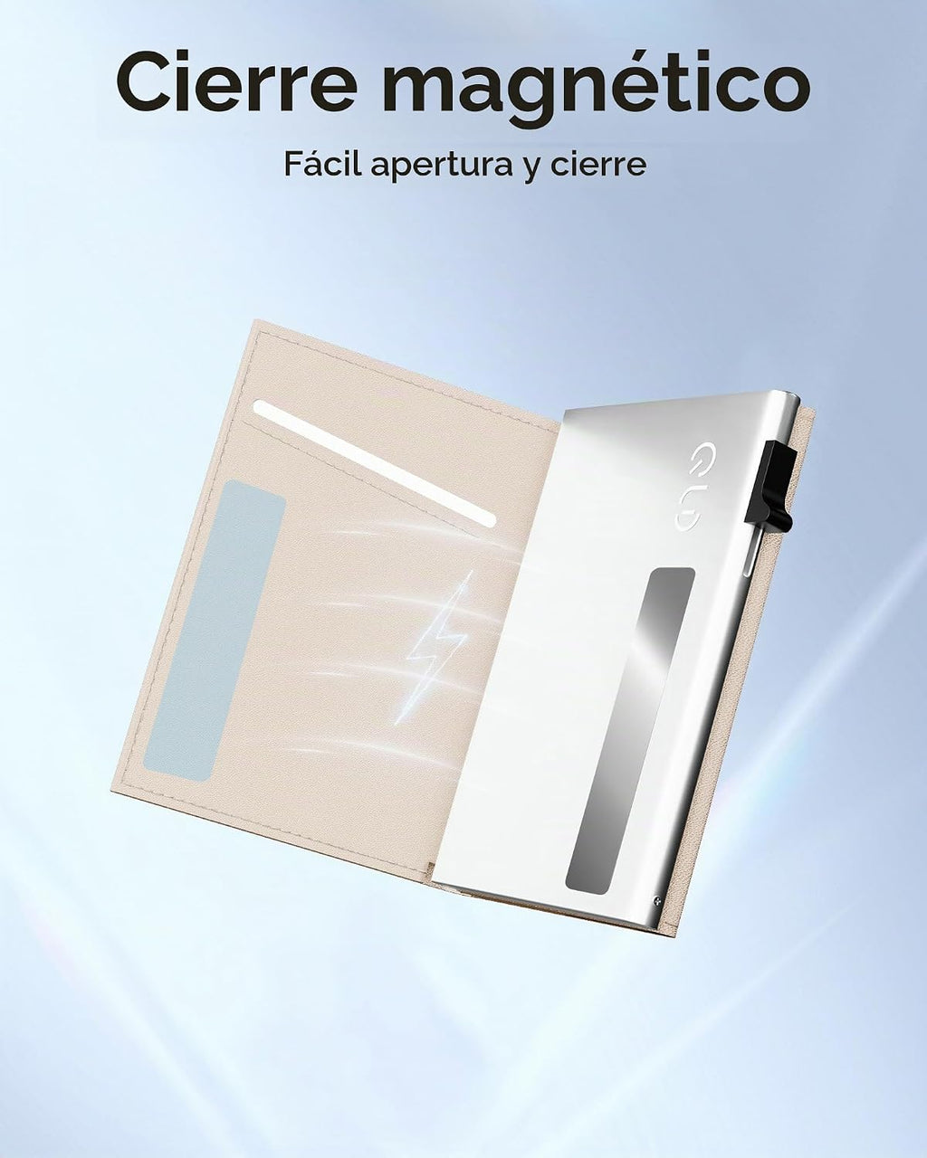 Cartera mejorada 2026 para hombre, bloqueo RFID [desplegable suavemente] Soporte para tarjetas de crédito minimalista triple billetera delgada de metal y ranura para efectivo, cartera de bolsillo