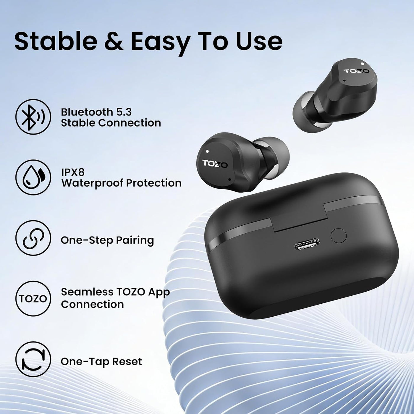 TOZO NC9 Auriculares inalámbricos híbridos con cancelación activa d...