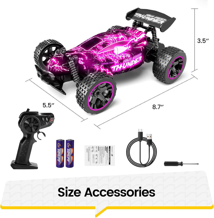 Tecnock Autos RC para niños, escala 1:18 2WD RC Car con luces LED,...