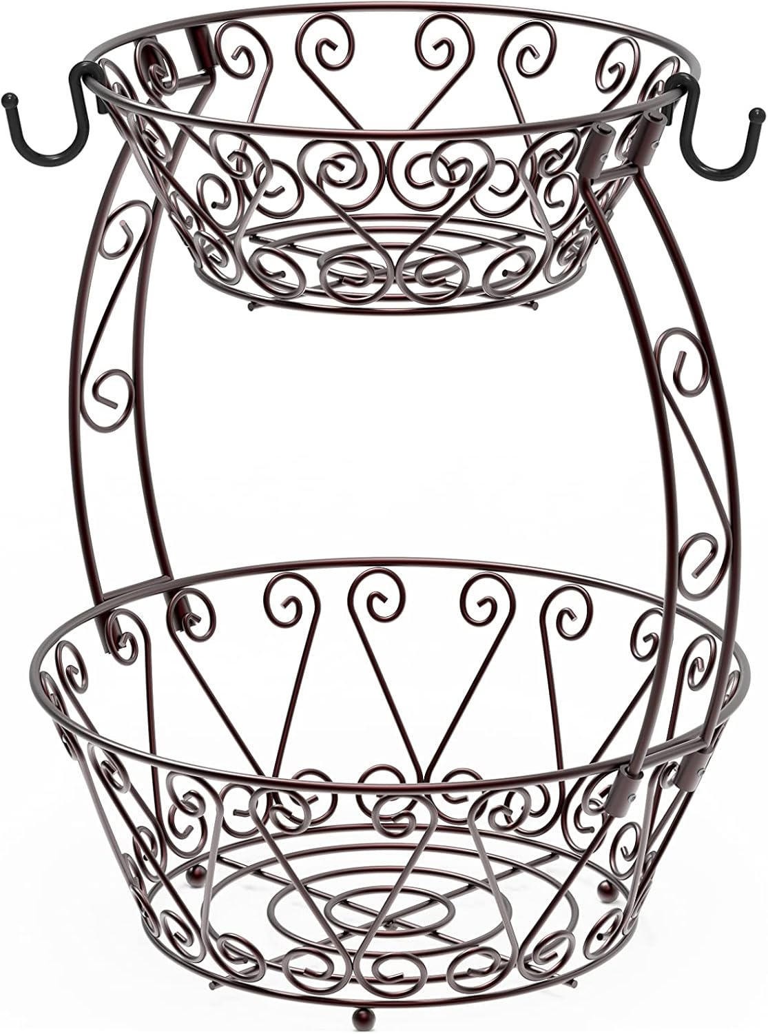 Simple Houseware Cesta de frutas de 2 niveles, color bronce