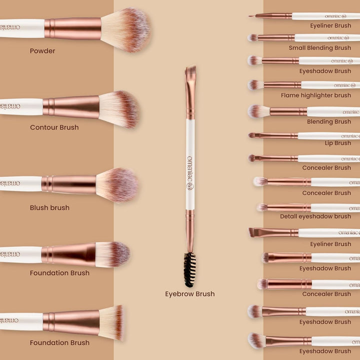 OMANIAC Juego de 20 brochas de maquillaje profesional \u2013 Base s...