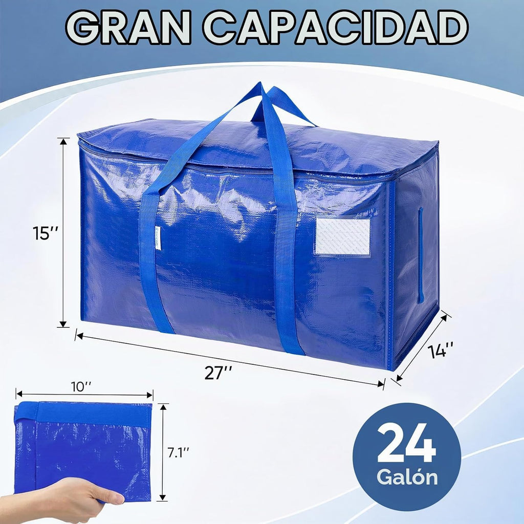 TICONN Paquete de 6 bolsas de mudanza extra grandes resistentes con cremalleras y asas de transporte, bolsas de almacenamiento duraderas para organizadores de armario y almacenamiento (paquete de 6