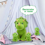MaoGoLan Triceratops - Animal de peluche verde con 3 bebés, dinosaurio de