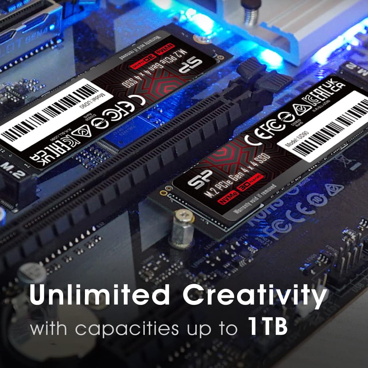 Silicon Power 500GB UD90 NVMe 4.0 Gen4 PCIe M.2 SSD L\/E hasta 5,00...