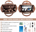 LOVEVOOK Mochila de cuero para laptop para mujer de 15.6 pulgadas, bolsa de viaje para enfermeras, profesores, bolsa de computadora, bolsas de trabajo profesionales de negocios universitarios con puerto USB, color marrón