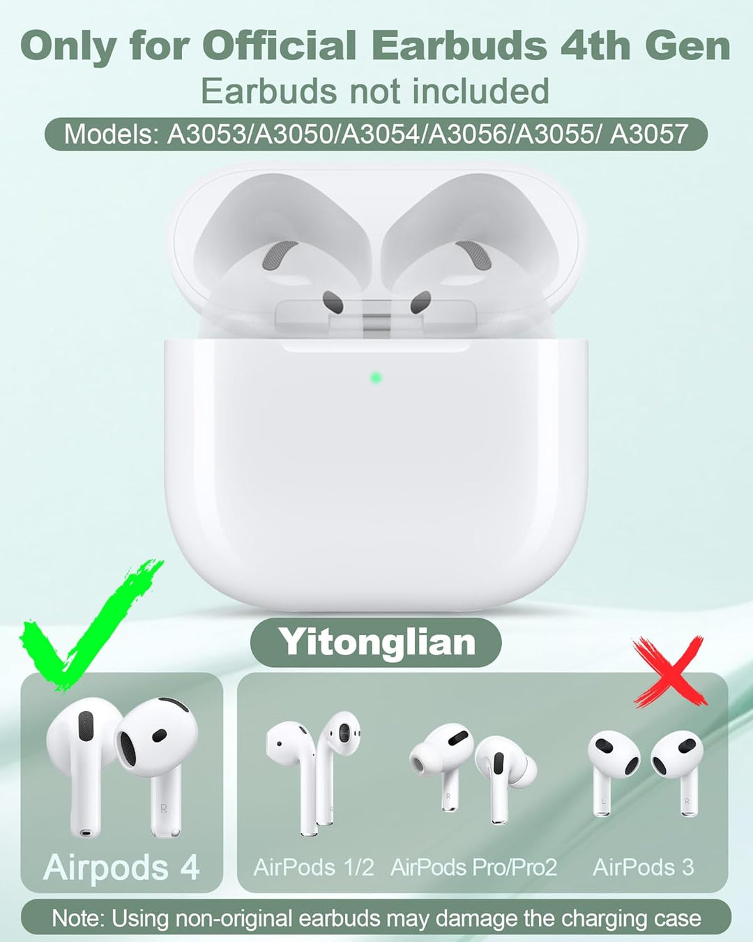 Yitonglian Funda de cargador inalámbrico de repuesto para Airpods d...