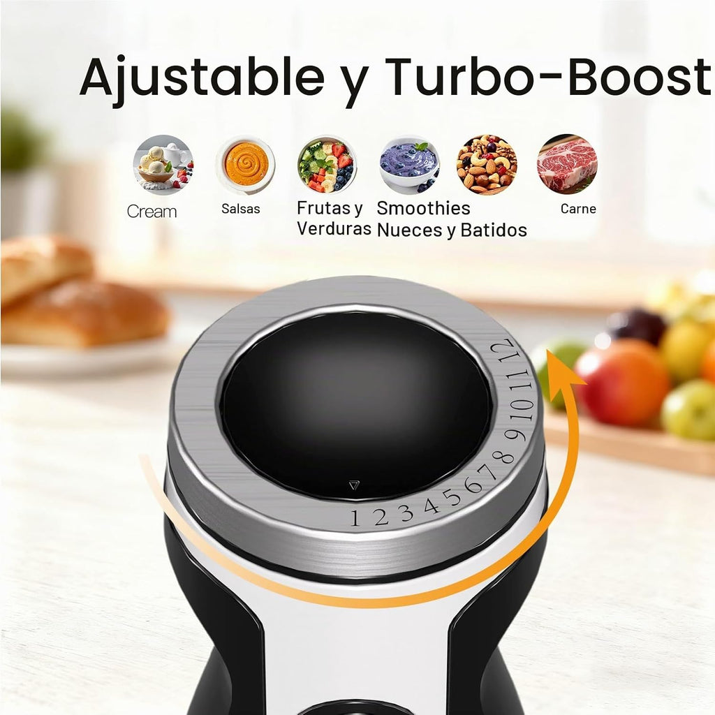MegaWise Blender - Batidora de mano eléctrica de acero inoxidable de 12