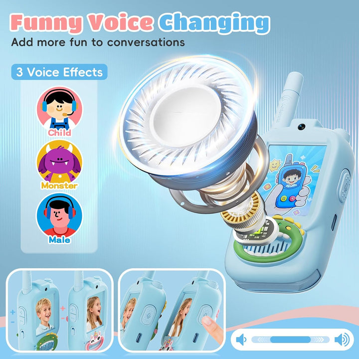 Walkie Talkies de video para niños, paquete de 2 walkie talkies par...