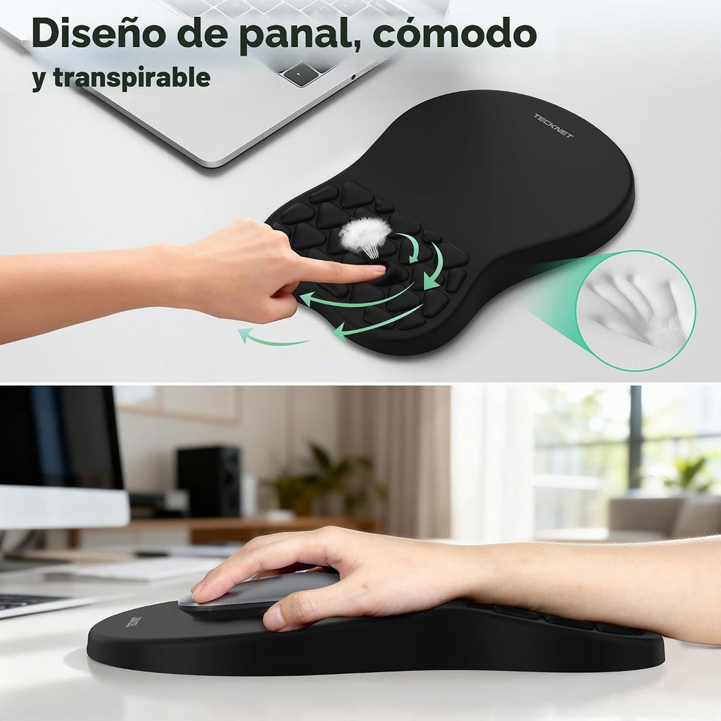 TECKNET Reposamuñecas para teclado y alfombrilla para mouse 2 en 1 con