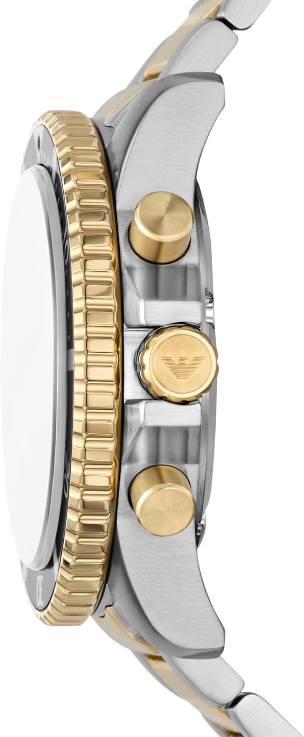 Emporio World Explorer - Reloj de acero inoxidable con cronógrafo bicolor para hombre (modelo: AR11695)