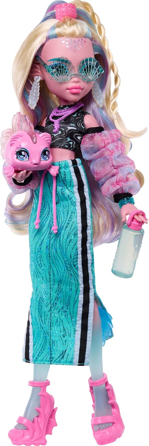 Muñeca Monster High, Lagoona Blue con top corto y falda maxi deport...