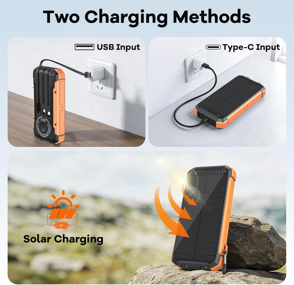 ERRBBIC Cargador solar de 20000 mAh, cargador inalámbrico portátil,...
