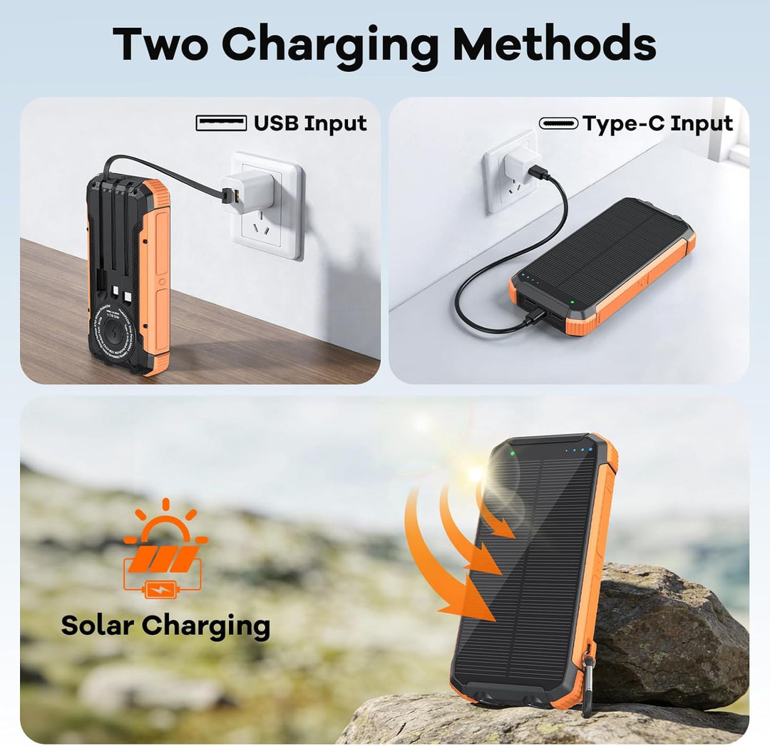 ERRBBIC Cargador solar de 20000 mAh, cargador inalámbrico portátil,...