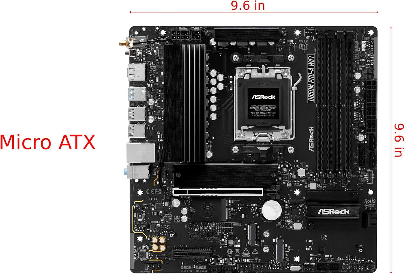 ASRock AMD B850M Pro A WiFi 6E Socket AM5 Ryzen Serie 9000\/8000\/7...