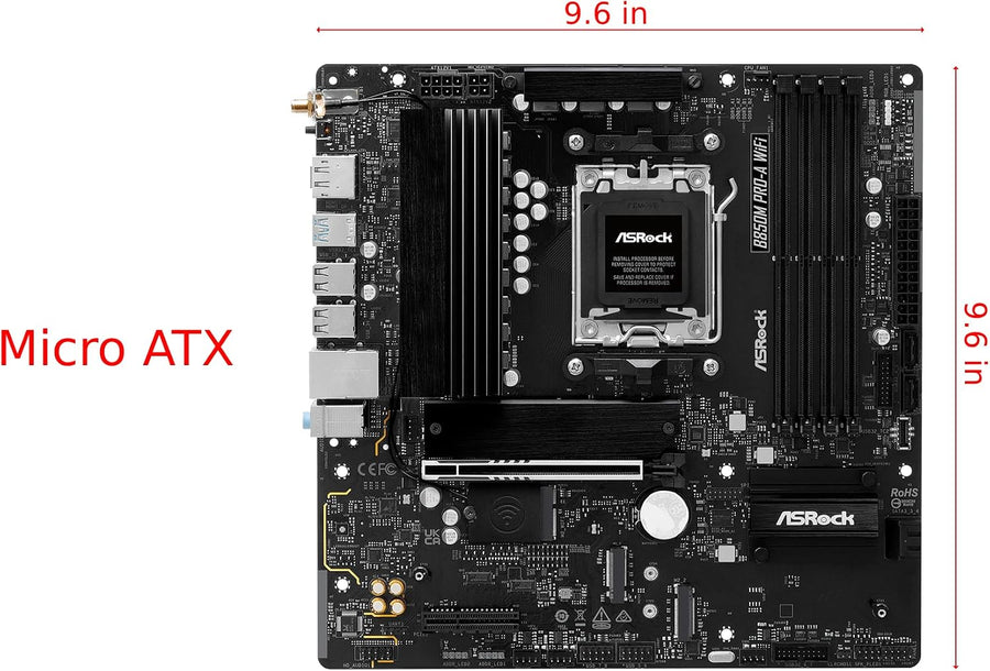 ASRock AMD B850M Pro A WiFi 6E Socket AM5 Ryzen Serie 9000\/8000\/7...