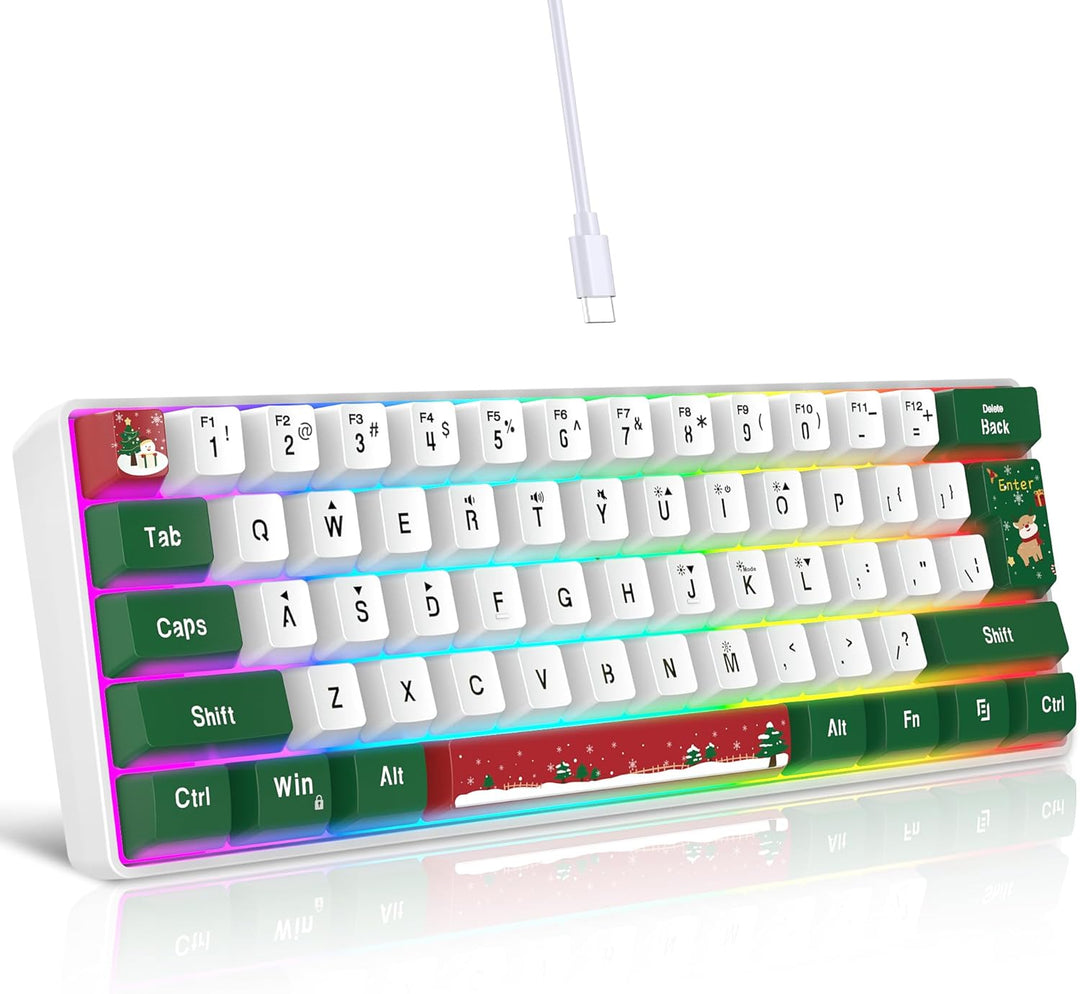 Snpurdiri Teclado para juegos 60% con cable, retroiluminado RGB, pe...