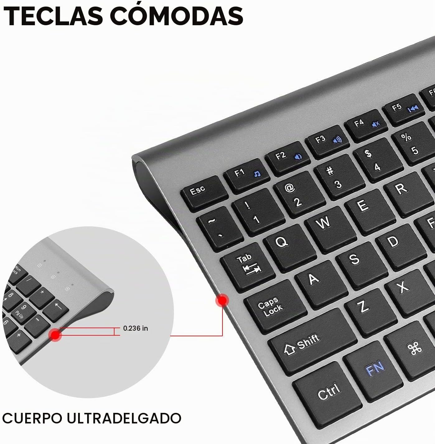 cimetech Combo de teclado y mouse inalámbricos, juego de teclado er...