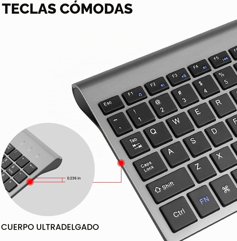 cimetech Combo de teclado y mouse inalámbricos, juego de teclado er...
