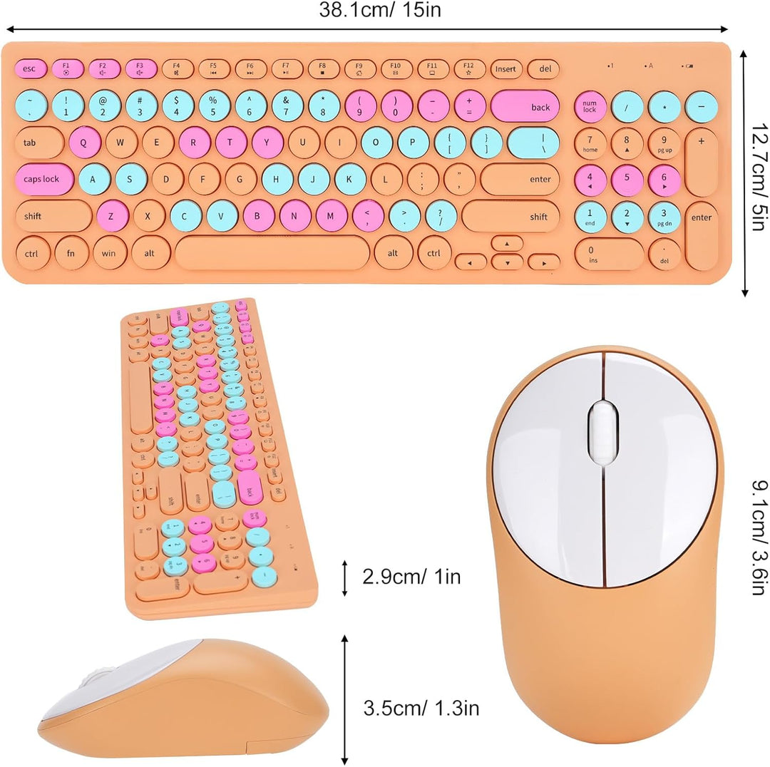 Combo de teclado y mouse inalámbricos, teclado retro de máquina de...