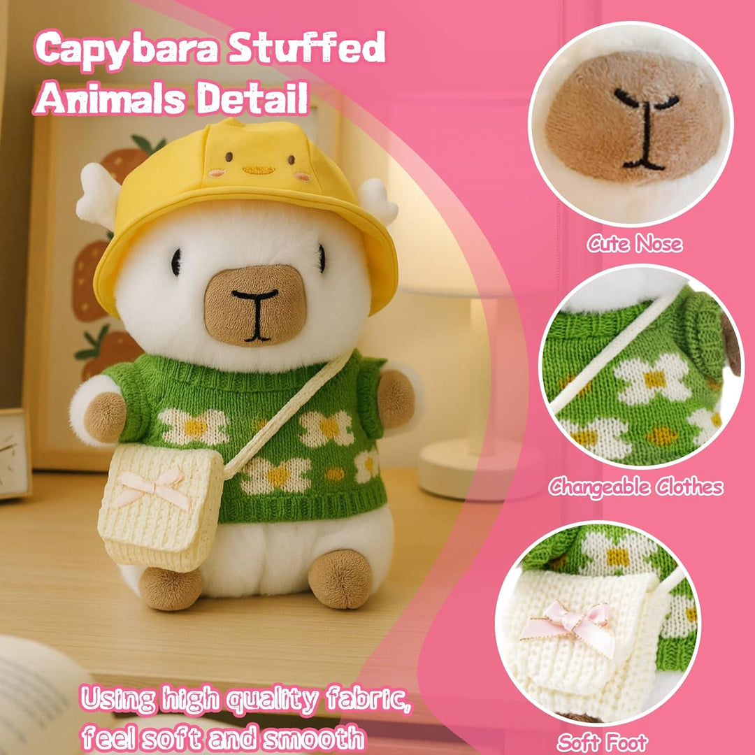 TITQWOP Muñeco de capybara de peluche blanco de 10.2" con 9 pie...
