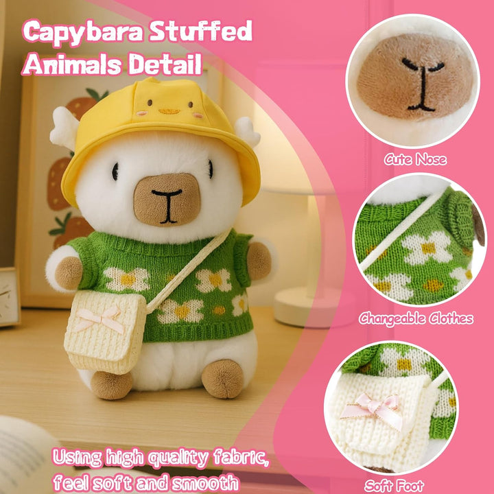 TITQWOP Muñeco de capybara de peluche blanco de 10.2" con 9 pie...