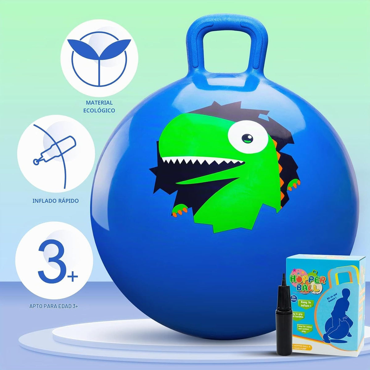 Hopper Ball para niños 3-8, pelota saltarina de 18 in con asa, Hippity Hop