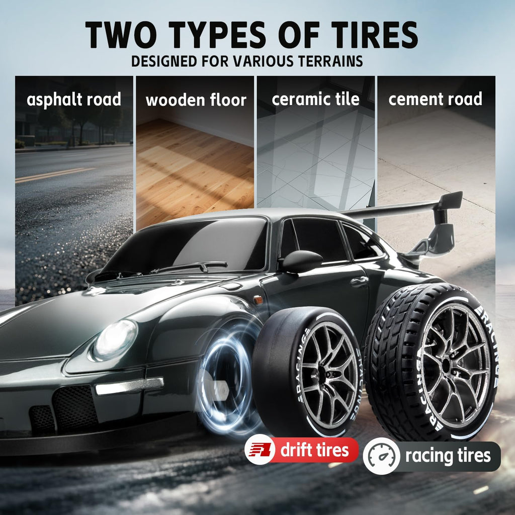 RC Drift Car 1/24 Widebody Gris Control remoto Drift Car para