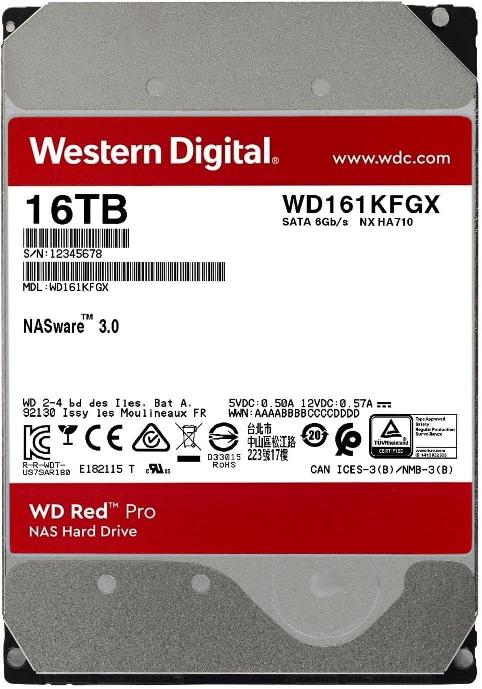 Western Digital Disco duro interno WD Red Pro NAS de 16 TB - 7200 R...