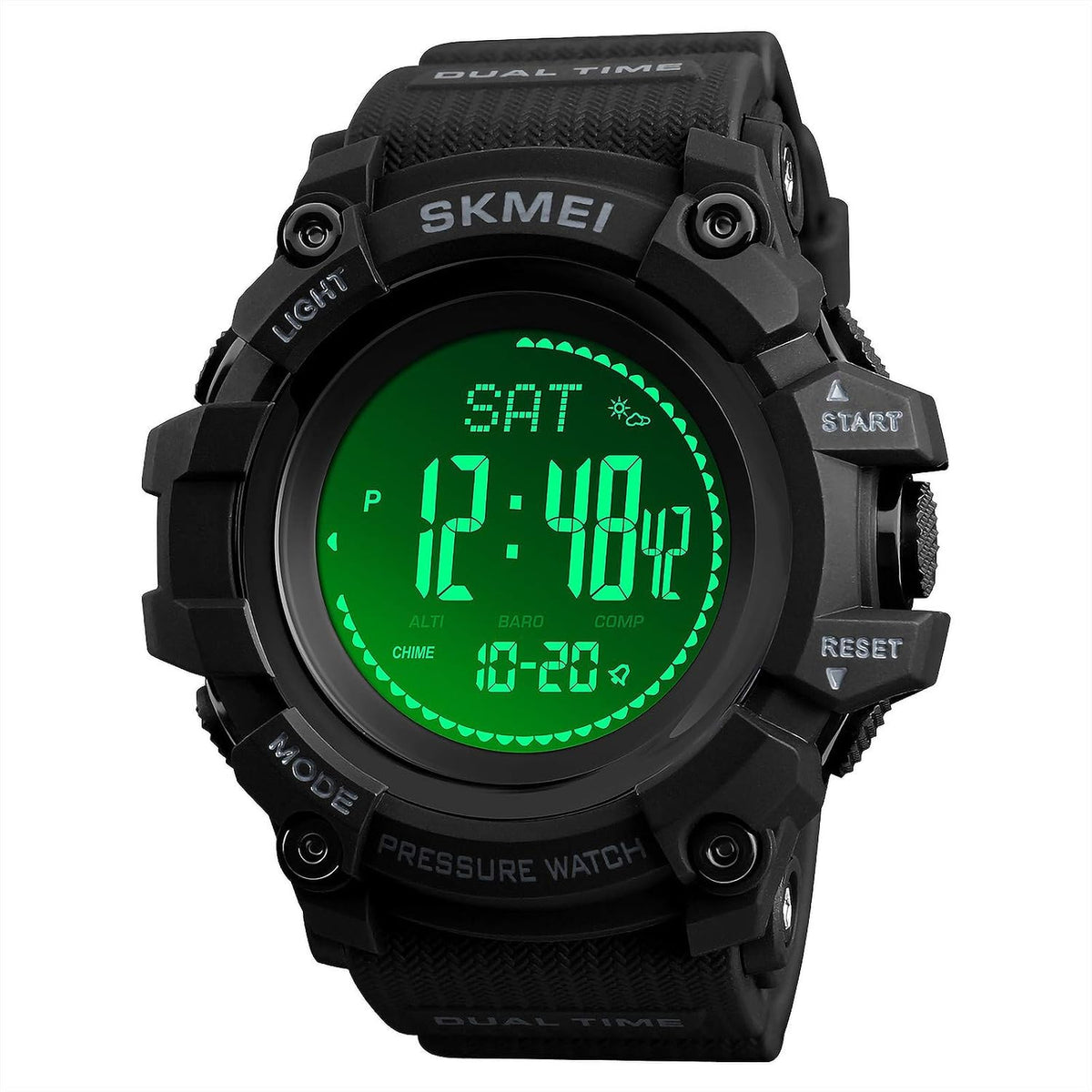 Reloj Digital al Aire Libre con Brújula, Altímetro, Barómetro, termómetro, Pedometro, a prueba de agua, para Deportes Extremos, Hombre