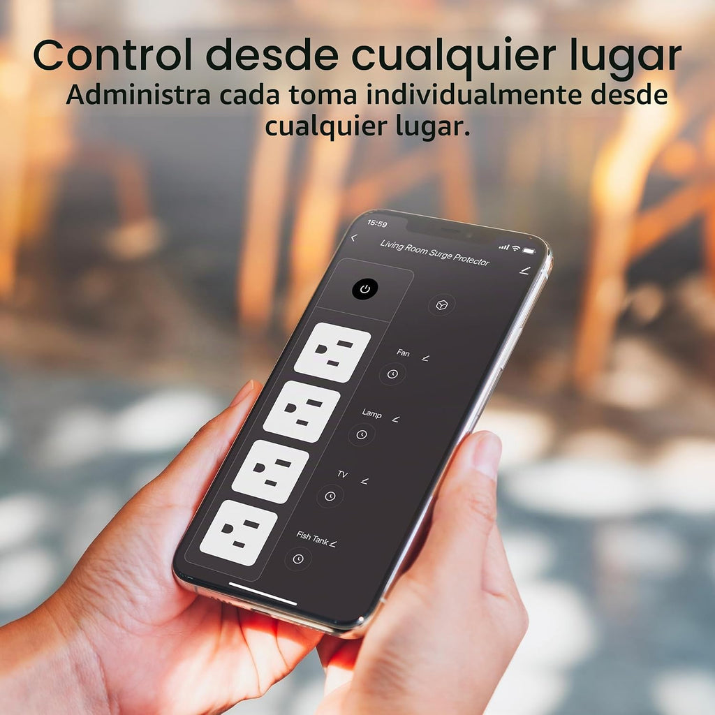 Lámpara Geeni Regleta de alimentación inteligente con protector de sobretensiones