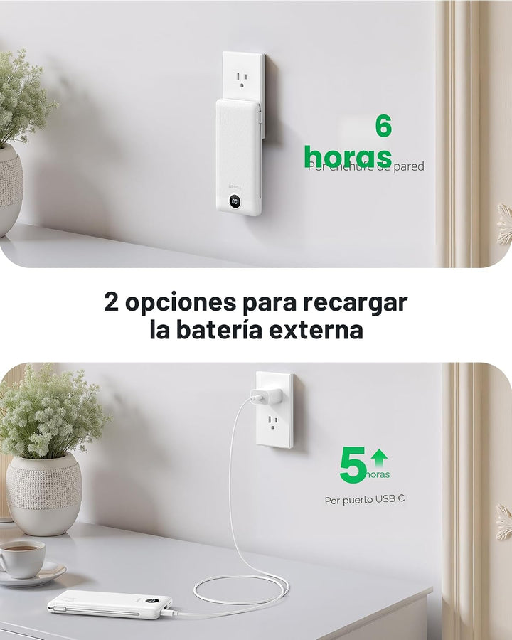 VEGER Cargador portátil de viaje todo en uno con enchufe y cables d...