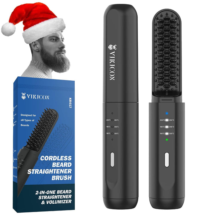 VIKICON - Alisador de barba para hombre, peine térmico 2 en 1 para...
