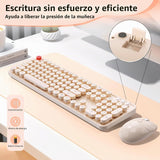 Teclado y mouse inalámbricos, 104 teclas redondas MOFII máquina de...