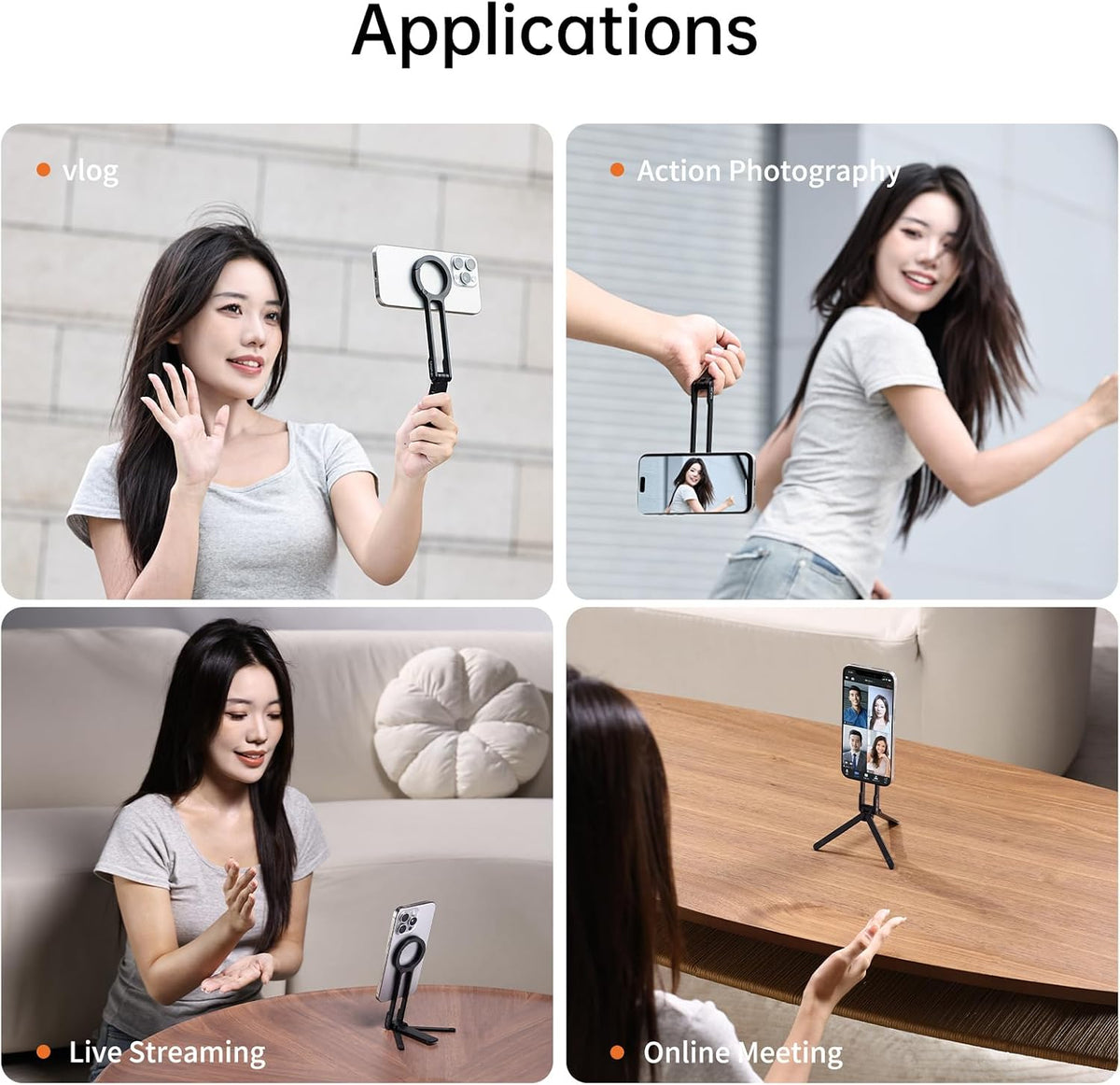 ULANZI MA30 - Soporte magnético de trípode para iPhone - Maglock de aluminio para teléfono inteligente, mini trípode de bolsillo, soporte para teléfono celular, imán fuerte, montaje rápido