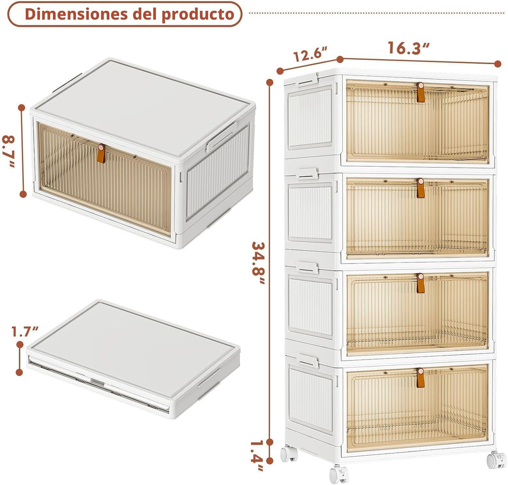 CTSNSLH Contenedores de almacenamiento de plástico de 4 niveles con tapa