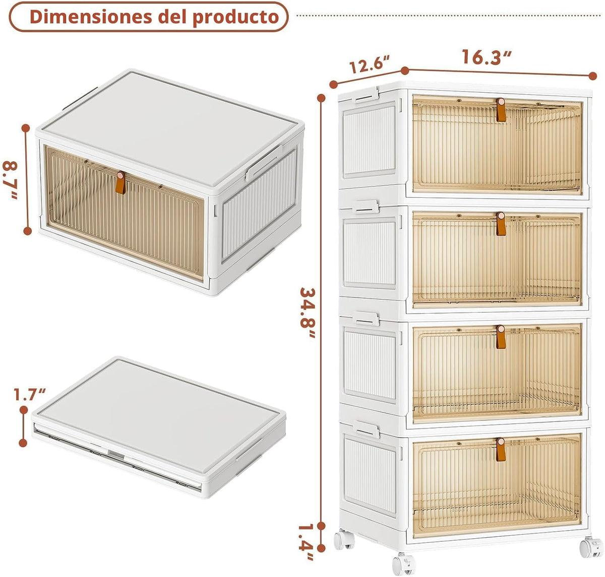 CTSNSLH Contenedores de almacenamiento de plástico de 4 niveles con tapa