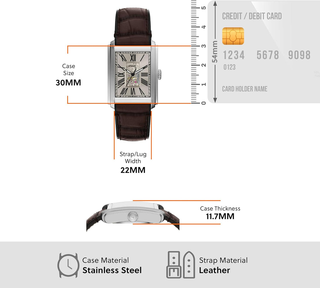 Fossil Carraway Reloj automático con esfera beige ME3272