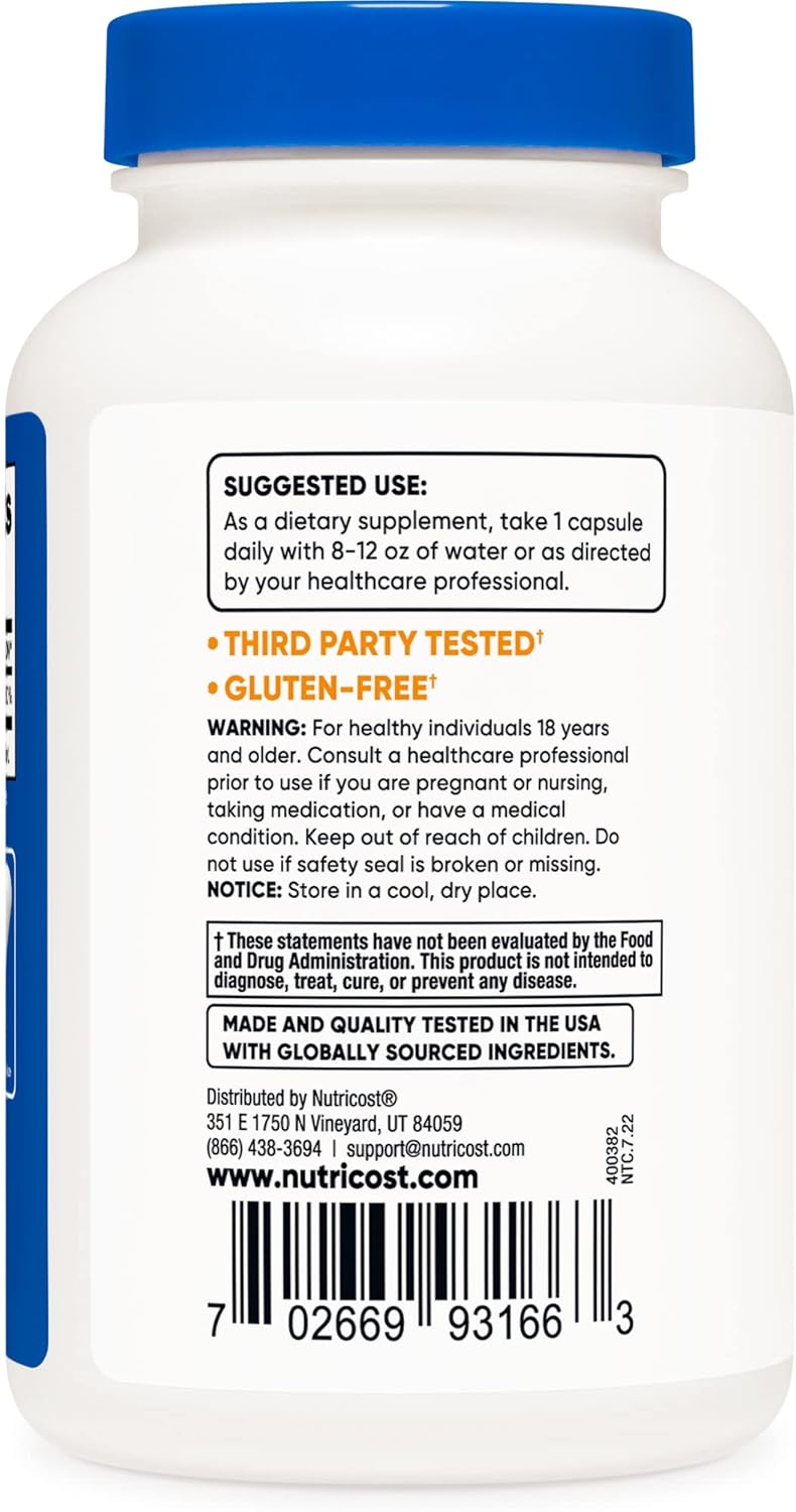 Nutricost Biotina (vitamina B7) 10,000mcg, 240 cápsulas (3 botellas...