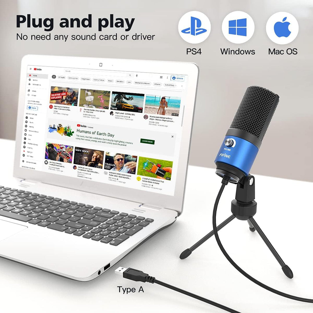 FIFINE - Micrófono USB para computadora para grabar voz en off de v...