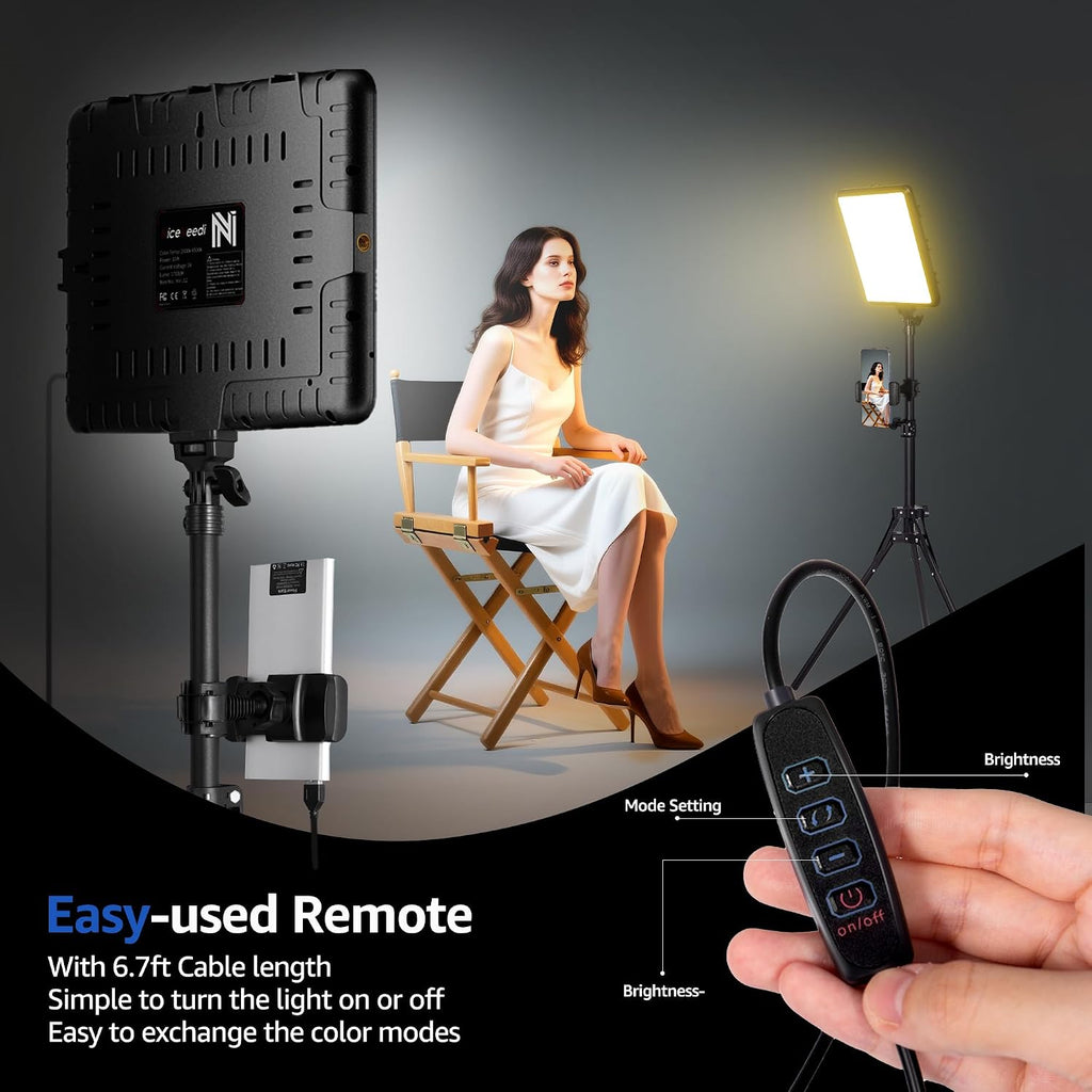 NiceVeedi Kit de iluminación para fotografía, 2800-6500K Kit de luz LED bicolor para video