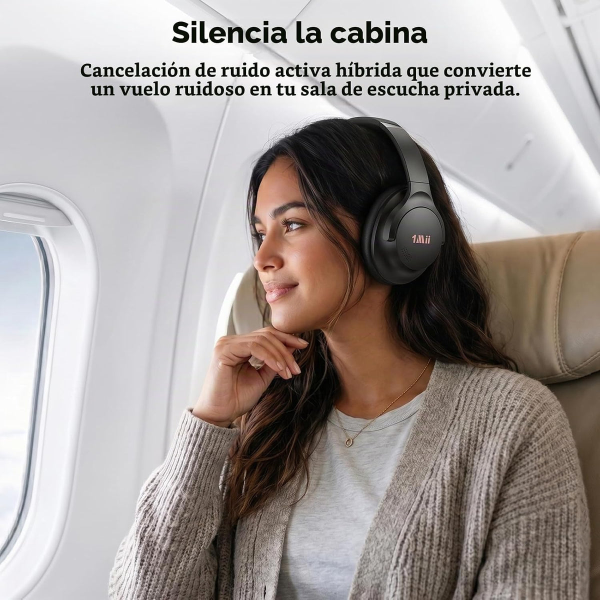 1Mii Y8+ Hybrid ANC - Auriculares para juegos para viajes en avión, color