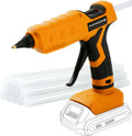 Pistola de pegamento caliente inalámbrica de 100 W para batería DeWalt de 20 V MAX (solo herramienta), pistola de pegamento inalámbrica de tamaño completo con 12 barras de pegamento (0.43 pulgadas) (11mm) para arte, manualidades, manualidades, reparación