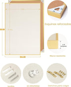 Tablero de anuncios de tela de 30 x 20 pulgadas, tablero de aluminio dorado