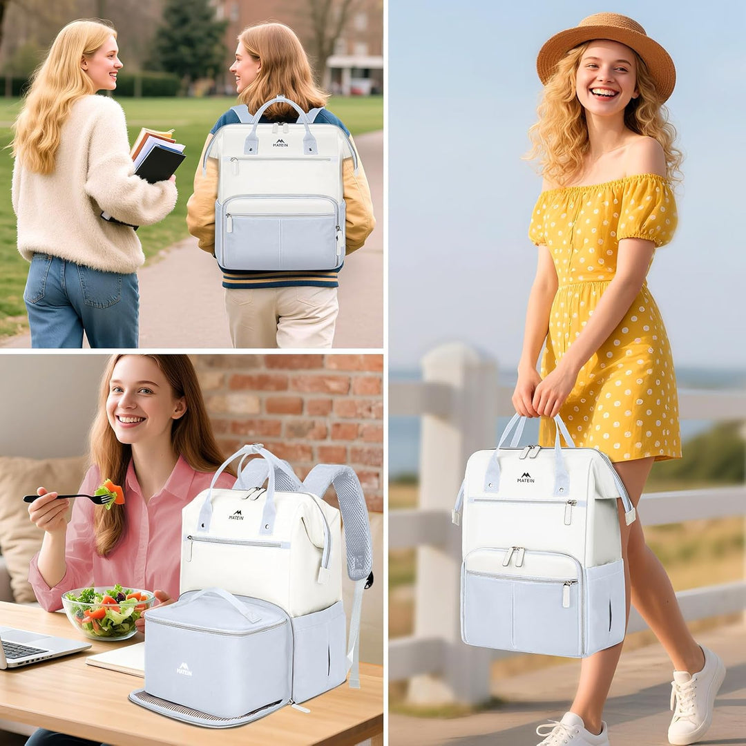 MATEIN Mochila para portátil con lonchera, mochila de almuerzo de 1...