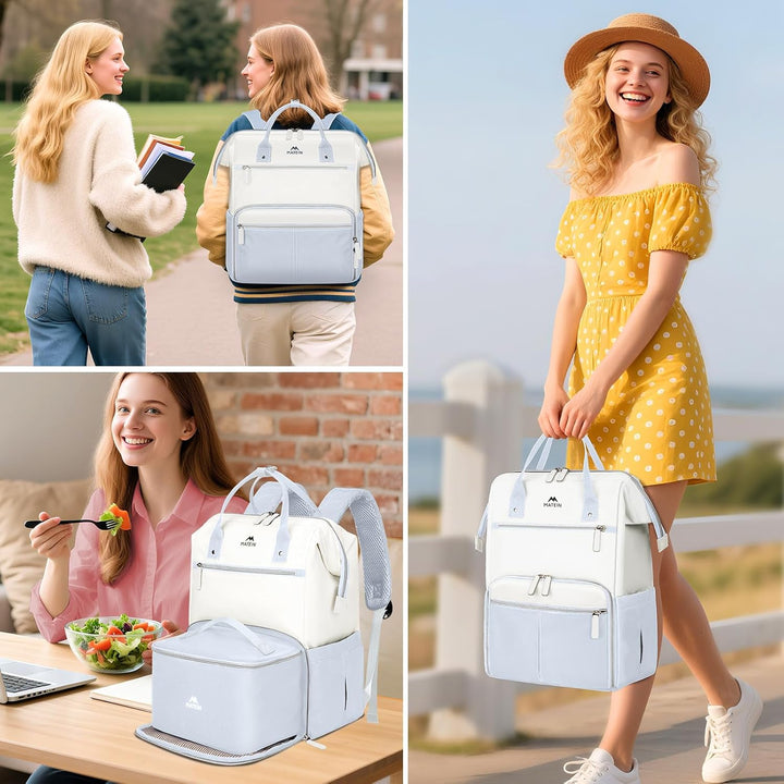 MATEIN Mochila para portátil con lonchera, mochila de almuerzo de 1...
