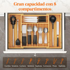 Lifewit - Organizador de cajones de cocina de bambú, bandeja para