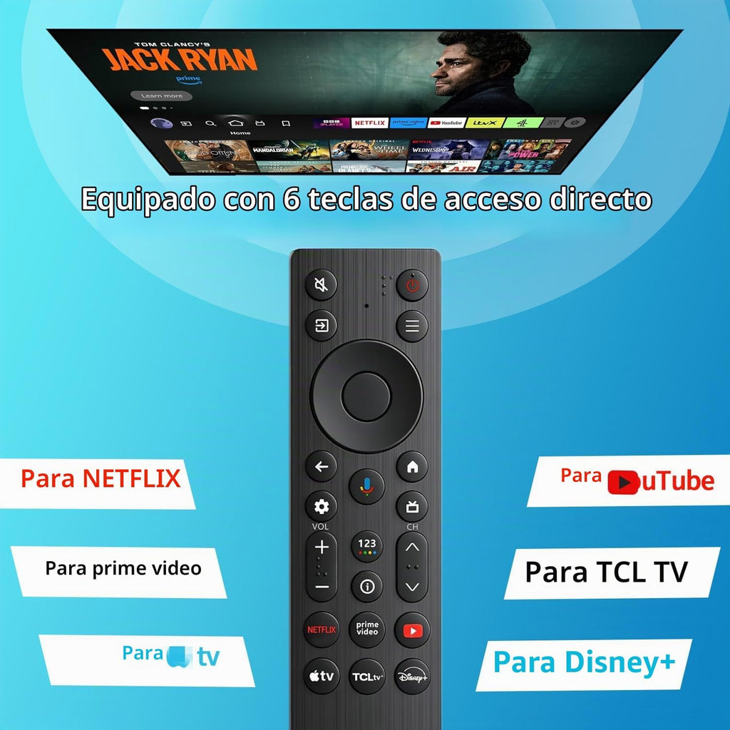 RC923A FMB1 Reemplazo de control remoto por voz, compatible con TCL Google Smart TV 4K HDR QLED Mini LED TV QM5K QM6K QM6K PRO QM7K Q77K X11K Series