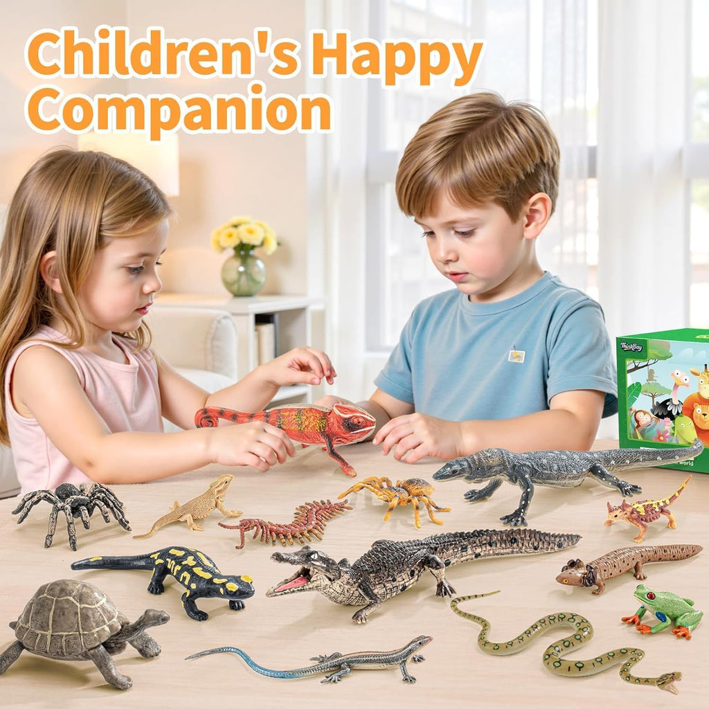 14PCS figuras de animales de reptiles juguetes anfibios diorama juguetes